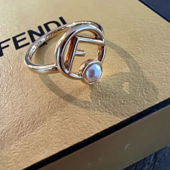 FENDI Gold-tone Ring with Pearl Accent - Picture 2 of 6